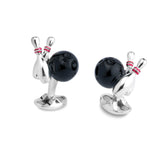 Sterling Silver Bowling Ball And Skittles Cufflinks