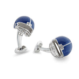 Sterling Silver Royal Blue American Football Helmet Cufflinks