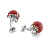 Sterling Silver Red American Football Helmet Cufflinks