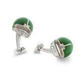 Sterling Silver Green American Football Helmet Cufflinks