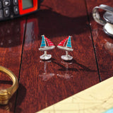 Sterling Silver Blue And Red Enamel Yacht Cufflinks