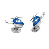 Sterling Silver Blue Helicopter Cufflinks