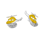 Sterling Silver Yellow Enamel Helicopter Cufflinks