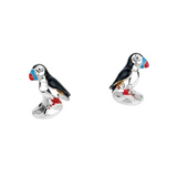 Sterling Silver Enamel Puffin Cufflinks