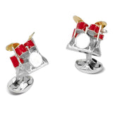 Sterling Silver Red Enamel Drum Kit Cufflinks