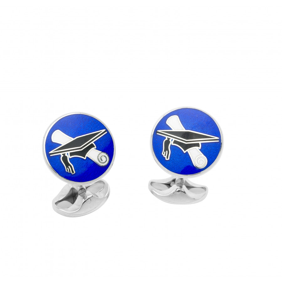 Graduaction Cufflink Sterling Silver Graduation Cufflinks in Blue – Deakin & Francis