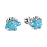 Sterling Silver Blue Dinosaur Cufflinks