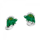 Sterling Silver Green Dinosaur Cufflinks