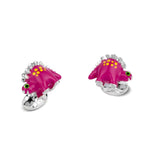 Sterling Silver Pink Dinosaur Cufflinks