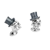 Sterling Silver Skull With Black Top Hat Cufflinks