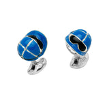 Sterling Silver Blue Enamel Jockey Cap Cufflinks