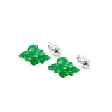 Sterling Silver Green Enamel Seashell Cufflinks