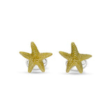 Sterling Silver Yellow Enamelled Starfish Cufflinks