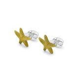 Sterling Silver Yellow Enamelled Starfish Cufflinks