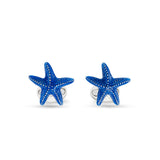 Sterling Silver Blue Enamelled Starfish Cufflinks