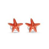 Sterling Silver Orange Enamelled Starfish Cufflinks