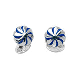 Sterling Silver Blue Enamel Pumpkin Knot Cufflinks