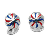 Sterling Silver Red & Blue Enamel Pumpkin Knot Cufflinks