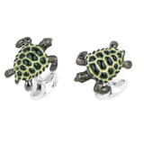 Sterling Silver Green Turtle Cufflinks