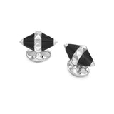 Sterling Silver Black Enamel Pyramid Detail Cufflinks