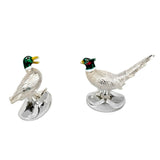 Sterling Silver Pheasant And Duck Cufflinks