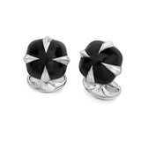 Sterling Silver Claw Cufflinks with Black Enamel Centre