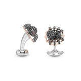 Sterling Silver Black Spinel Spider Cufflinks