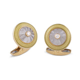 18ct Yellow Gold Crystal Cufflinks With Diamond Centre