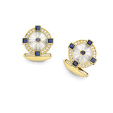 18ct Yellow Gold Crystal Cufflinks With Sapphire and Diamond