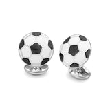 Sterling Silver Black And White Enamel Football Cufflinks