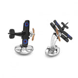 Sterling Silver Bi Plane Cufflinks with Enamelled Propeller