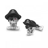 Sterling Silver Pirate Hat Skull Dress Stud Set with Ruby Eyes