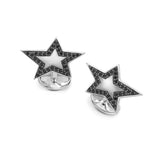 Sterling Silver Star Cufflinks With Spinel Boarder