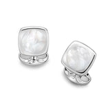 Sterling Silver Cushion Shape Cufflinks With Round Mother-of-Pearl Inlay