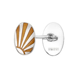 Sterling Silver Art Deco Oval Sunburst Cufflinks