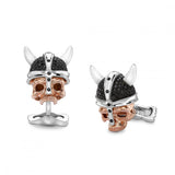 Sterling Silver Rose Gold Viking Skull Cufflinks