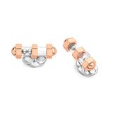 Deakin & Francis Sterling Silver Fuse Rose Gold Plate Glass Bar Cufflinks