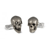 Sterling Silver Grey Skull Cufflinks with Diamond Eyes