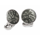 Sterling Silver Summer Haze Enamel Cufflinks in Dark Grey