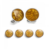 Sterling Silver Burnt Orange Haze Enamel Dress Stud Set