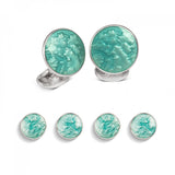 Sterling Silver Turquoise Haze Enamel Dress Stud Set