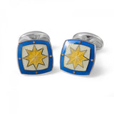 Sterling Silver Fancy Yellow Star Enamel Cufflinks