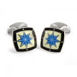 Sterling Silver Fancy Blue Star Enamel Cufflinks