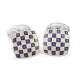 Sterling Silver Enamel Checkerboard Cufflinks in Purple