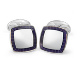 Sterling Silver Cufflinks With Purple Enamel Border