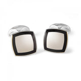 Sterling Silver Cufflinks with Black Enamel Border