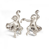 Sterling Silver 'James' Dancing Monkey Cufflinks