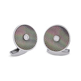 18ct White Gold Dreamcatcher Cufflinks With Grey Mother of Pearl and Diamond