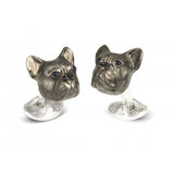 Sterling Silver Oxidised French Bulldog Cufflinks