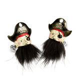 Sterling Silver Pirate Cufflinks with Hairy Black Beard